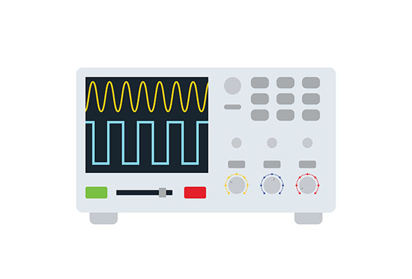 Oscilloscope icon. Flat color design. Vector illustration.